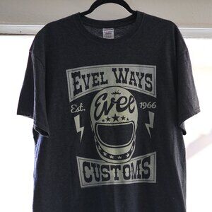 Evel Knievel Evel Ways Grey Customs Shirt Size XL